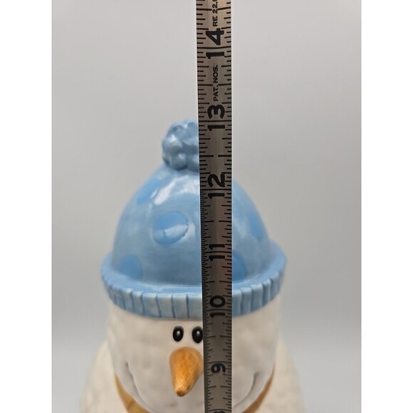 Ice Skating Snowman Ceramic Cookie Jar By Market Place - Picture 9 of 12